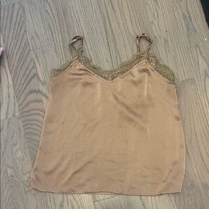 Elegant Tan Lace Trim Women's Top